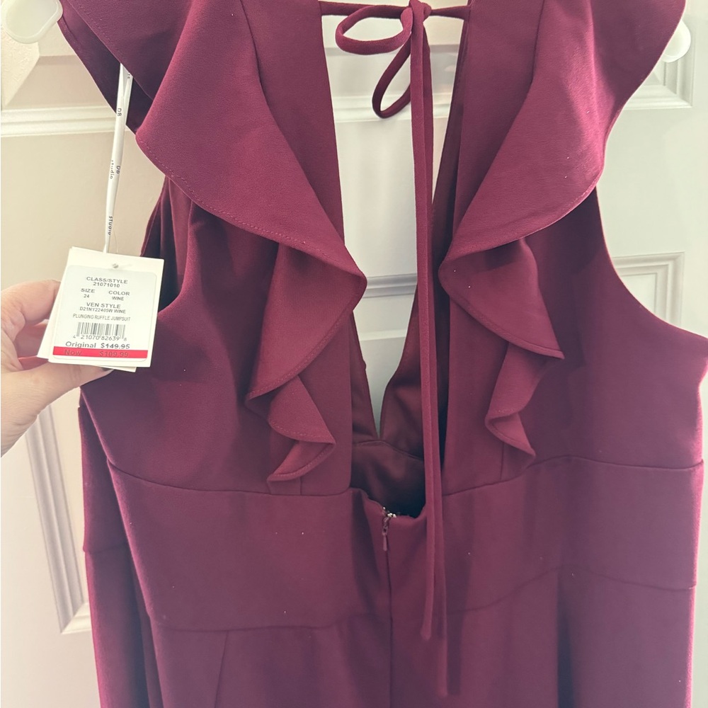 Chic Maroon Ruffled Jumpsuit - Picture 4 of 4